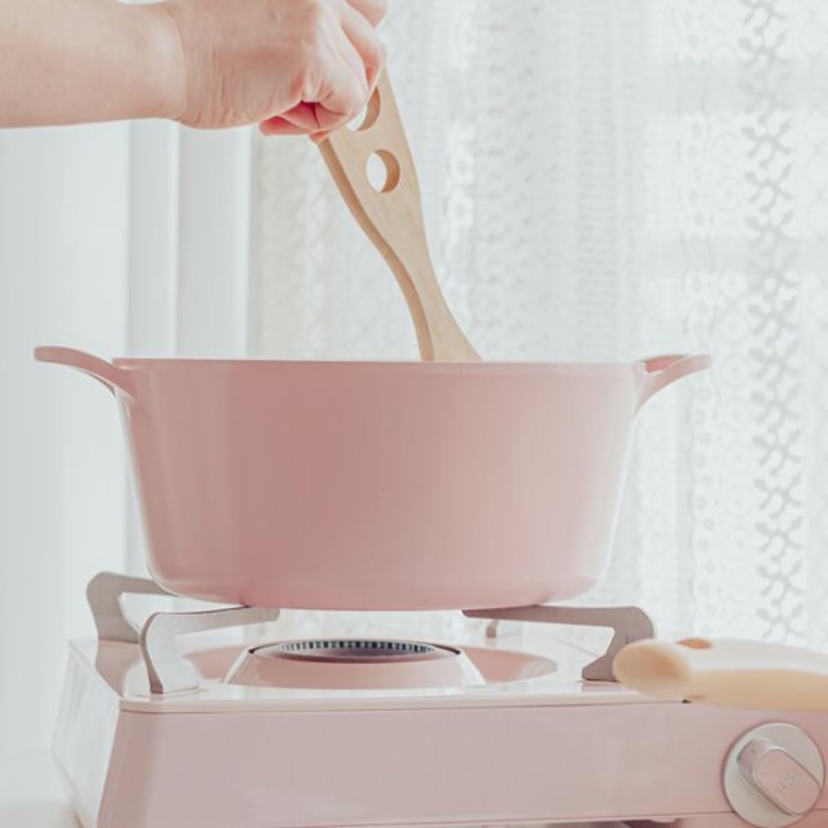 Neoflam Retro Pink 6-Piece Cookware Set with Glass Lid – Nonstick Casserole Pot, Saucepan & Dutch Oven for Healthy Cooking, Simmering, Stewing, Kitchen Decor, Made in Korea