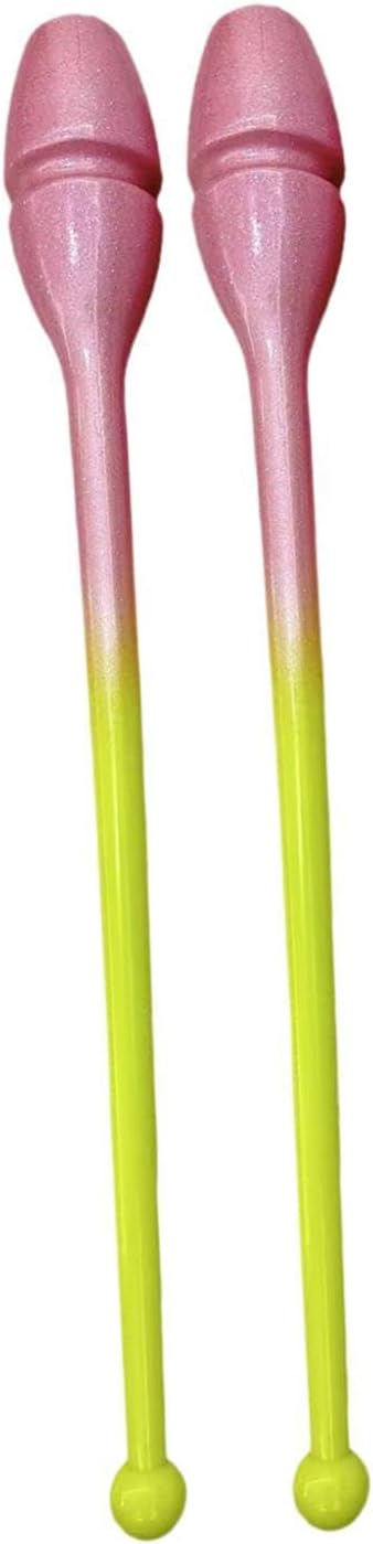 Rhythmic Gymnastics Club Connectable Gymnastics Rod Non Slip Easy to Control Training Tool Dance Prop for Adults Kids Show, Pink Yellow, 35CM