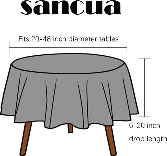 sancua 60 Inch Round Tablecloth (Fits 20-48 Inch Tables), Water Resistant Spill Proof Washable Polyester Table Cloth Decorative Fabric Table Cover for Dining, Buffet Parties and Camping, Pink