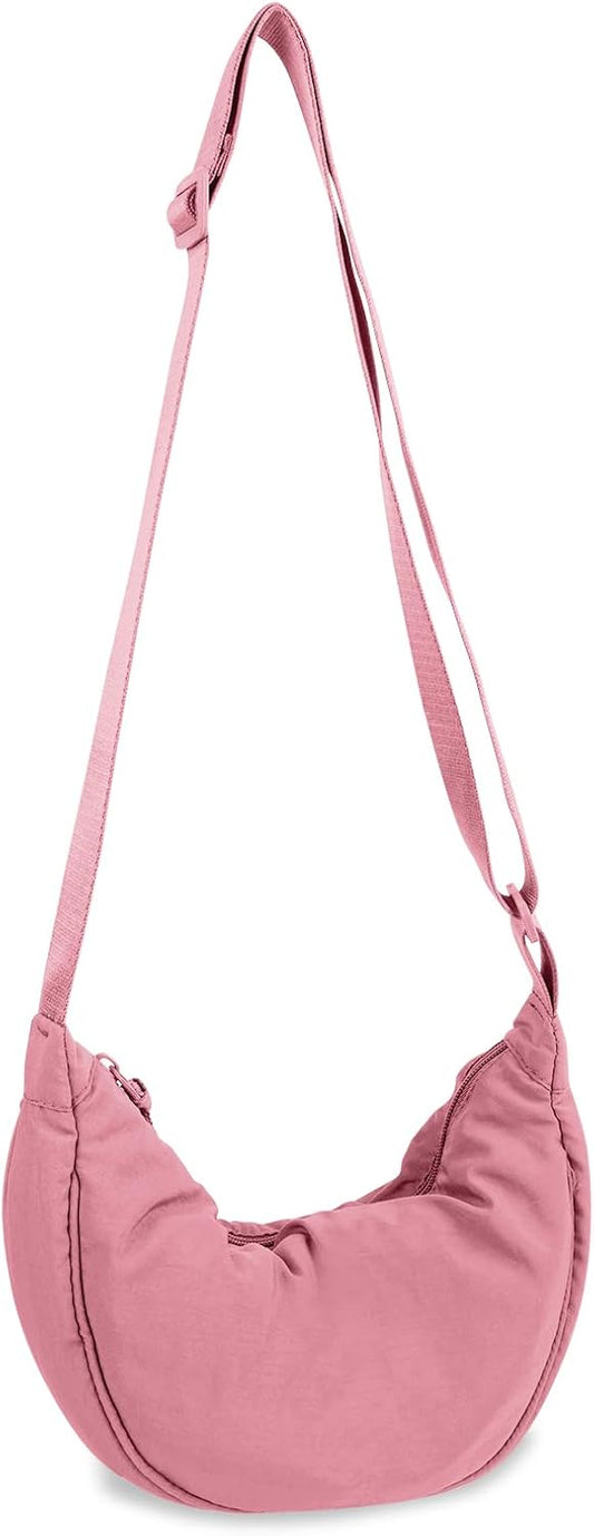 Nylon Crescent Crossbody Bag for Women Purses Trendy Men,Small Travel Sling Bag Hobo