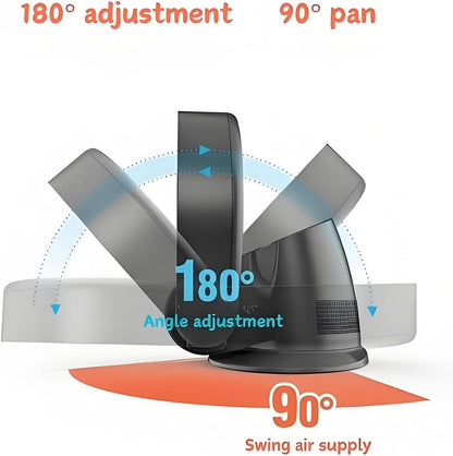 Bladeless Fan for Bedroom, 14in Leafless Wall Mounted Fans, Desk Fans Quiet, 90° Oscillating Fans for Indoors with 7+2 Speeds, with Remote Control/Timer 26 W Power(Pink)