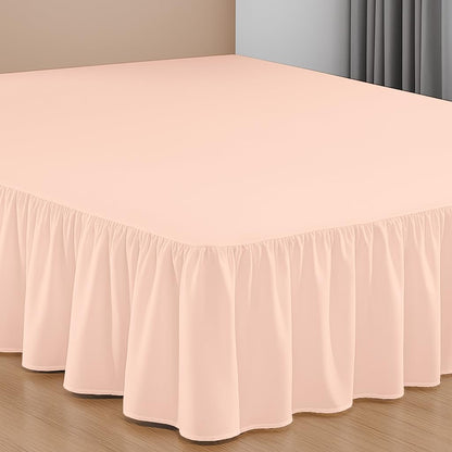 SGI Bedding 21 Inch Drop Ruffled Bed Skirt King Size - Classic Gathered Styling, Platform Style Dust Ruffle with Secure Fit, Split Corners, Wrinkle-Resistant Microfiber - Peach