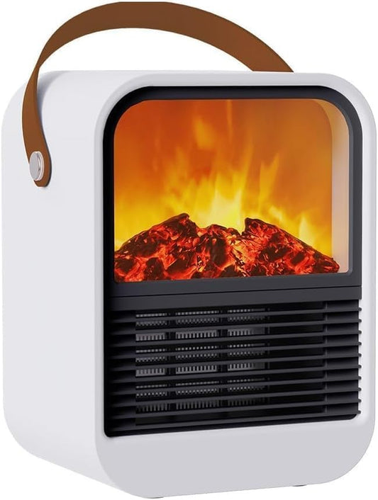9.89“ 3D Flame Electric Fireplace Heater! Hyper-Realistic 3D Flames Bring Cozy Fireplace vibesPTC Fast Heating + 8H Timer, 1000W Warmth for Small Spaces.