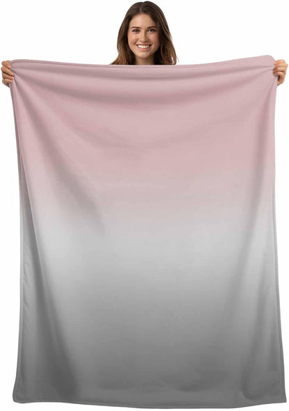 Throw Blanket for Couch Pink Gray Gradient Soft Cozy Fluffy Fleece Blankets and Throws for Bed,Sofa,Travel， 30x40 Inches, Abstract Watercolor