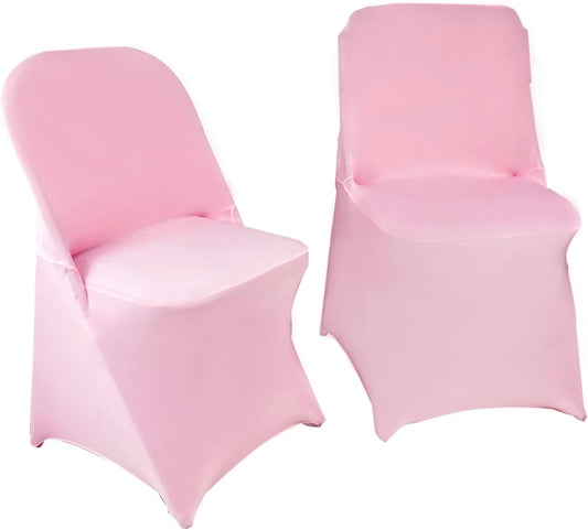 10PCS Stretch Spandex Folding Waterproof Chair Covers,Universal Fitted Chair Cover Protector for Wedding Party Banquet Holidays Celebration Decoration(Pink)