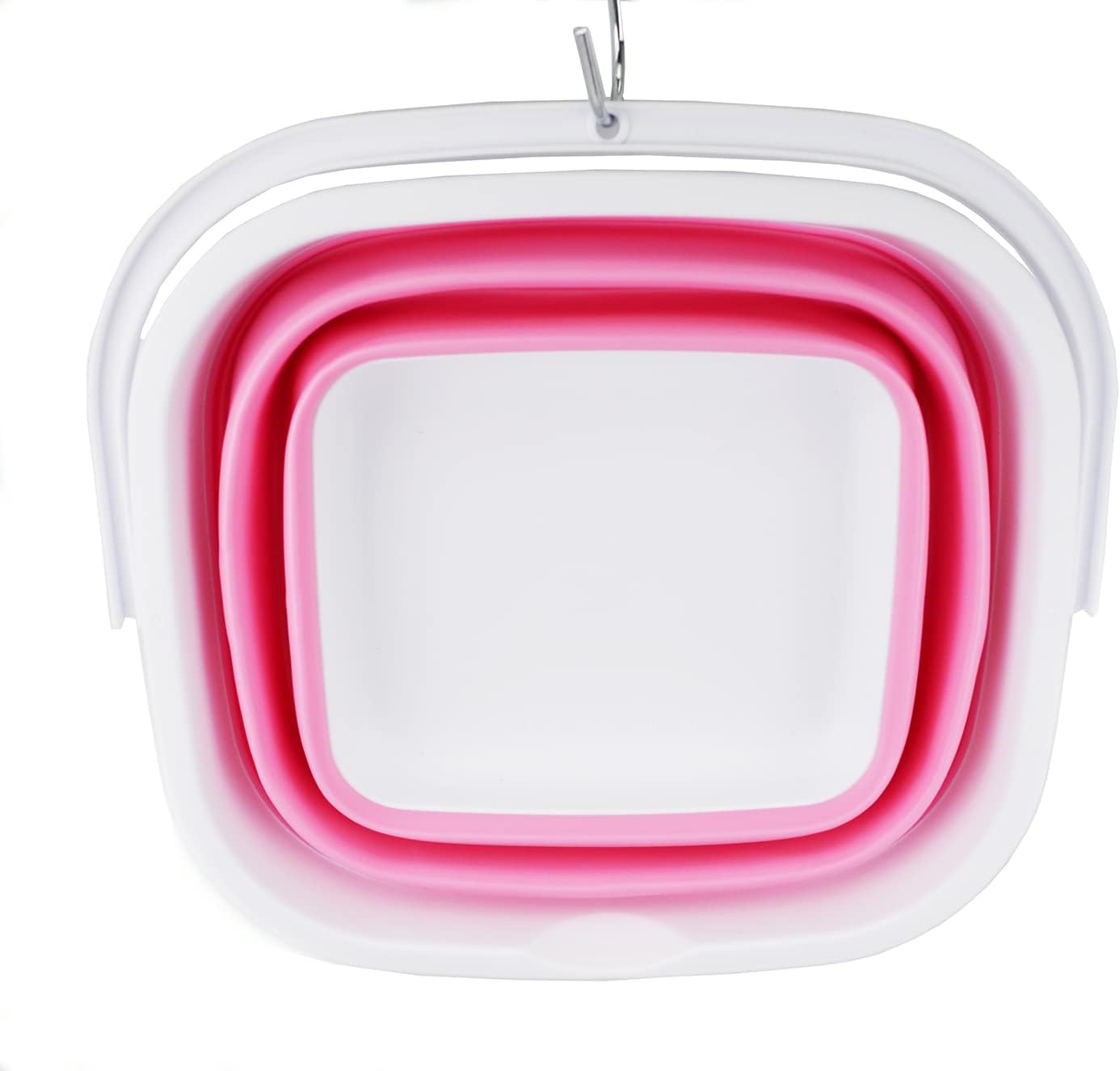 SAMMART 10L (2.6 Gallon) Collapsible Rectangular Handy Bucket (White/Pink (Set of 2))