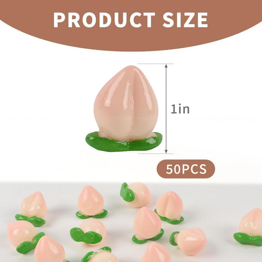 Artificial Mini Peaches 50pcs Tiny Peach Figurine Miniature Peaches Fake Peach Decoration Simulation Fruit for Home Kitchen Photography Party Decoration