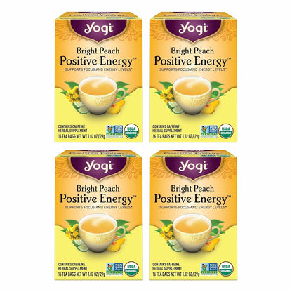 Bright Peach Positive Energy Tea, 16 Tea Bags (4 Pack)