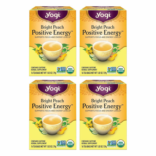 Bright Peach Positive Energy Tea, 16 Tea Bags (4 Pack)