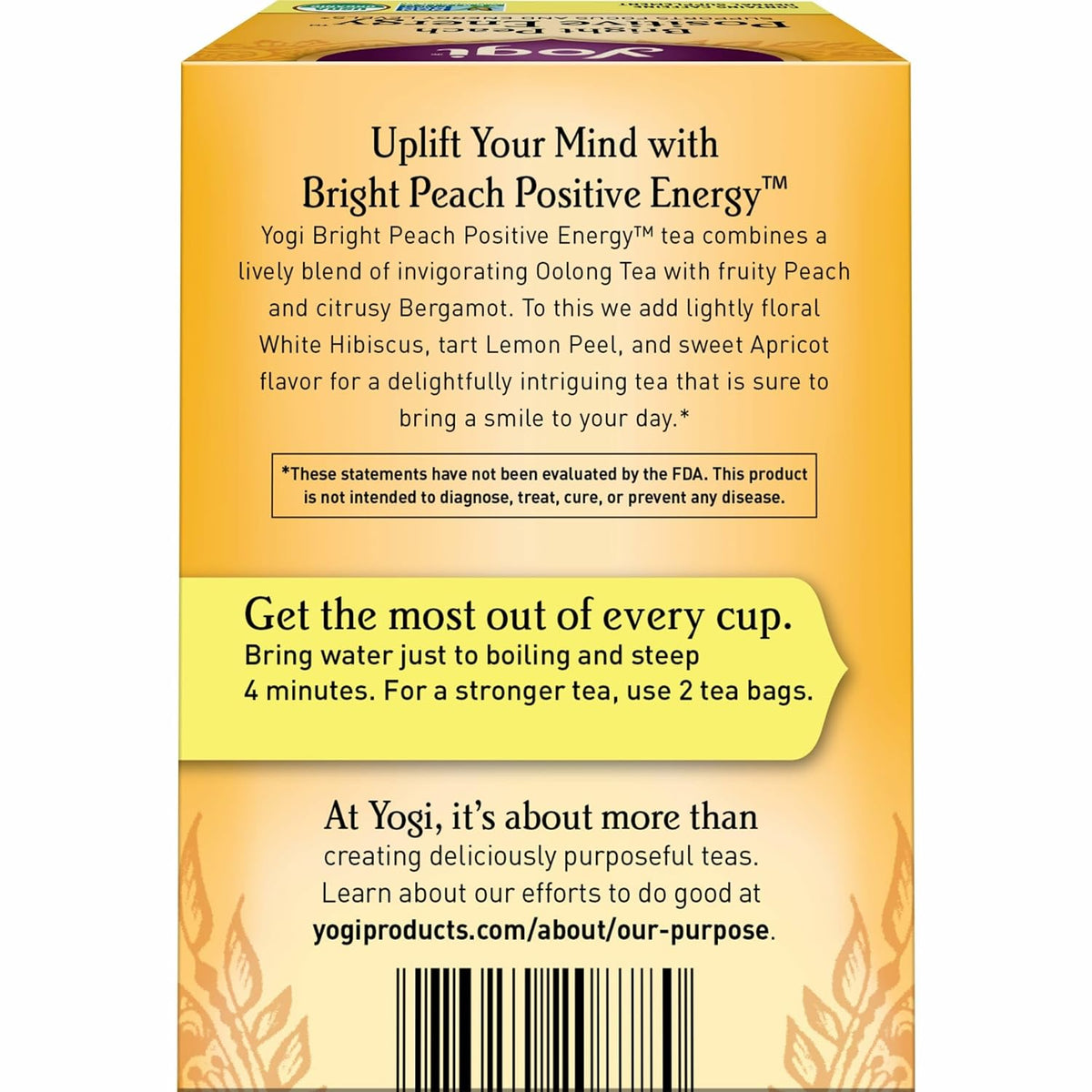 Bright Peach Positive Energy Tea, 16 Tea Bags (4 Pack)