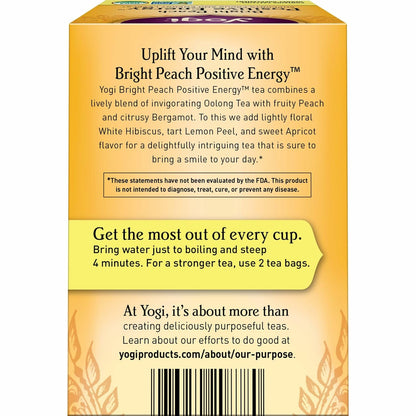 Bright Peach Positive Energy Tea, 16 Tea Bags (4 Pack)