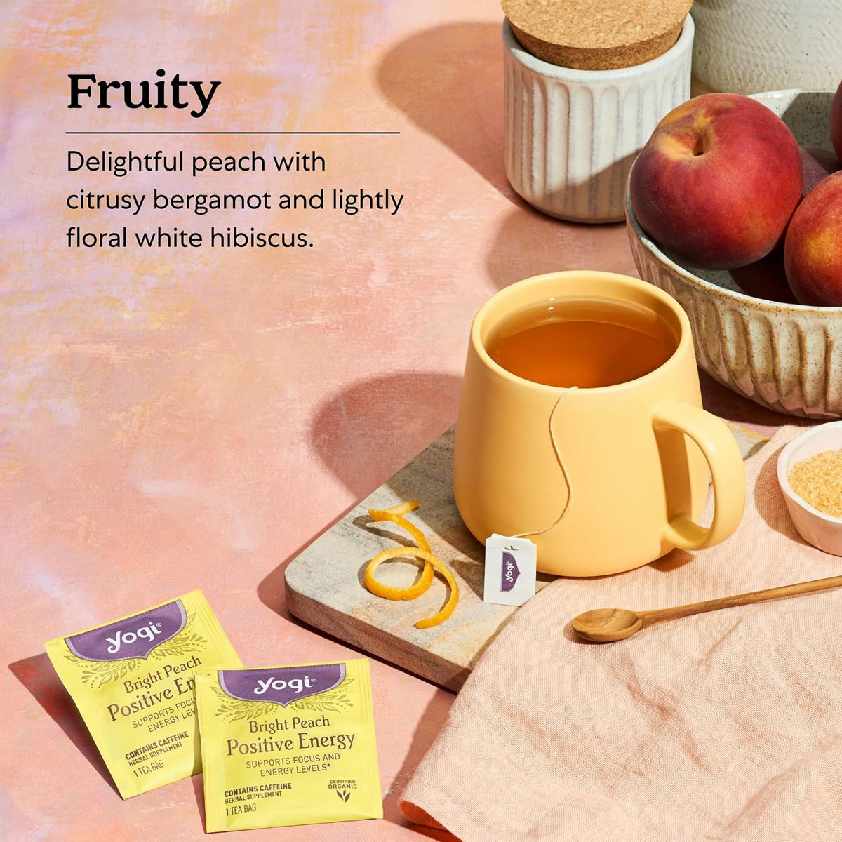 Bright Peach Positive Energy Tea, 16 Tea Bags (4 Pack)