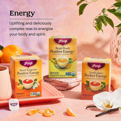 Bright Peach Positive Energy Tea, 16 Tea Bags (4 Pack)