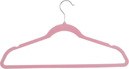 ZENY Velvet Hangers 100 Pack, Non-Slip Clothes Hangers, Suit Hangers with Shoulder Notches, Pants Bar, 360° Swivel Hook, Space-Saving, for Closet (Pink)