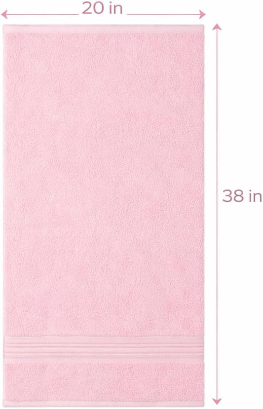 6 Pack Hair Towels 20”x38” – 100% Ring Spun Cotton Towels,Ultra Soft, Quick Dry & Highly Absorbent – Lightweight Towels for Bathroom, Hand, Gym, Salon & Home – Oeko-Tex Certified (Pink)