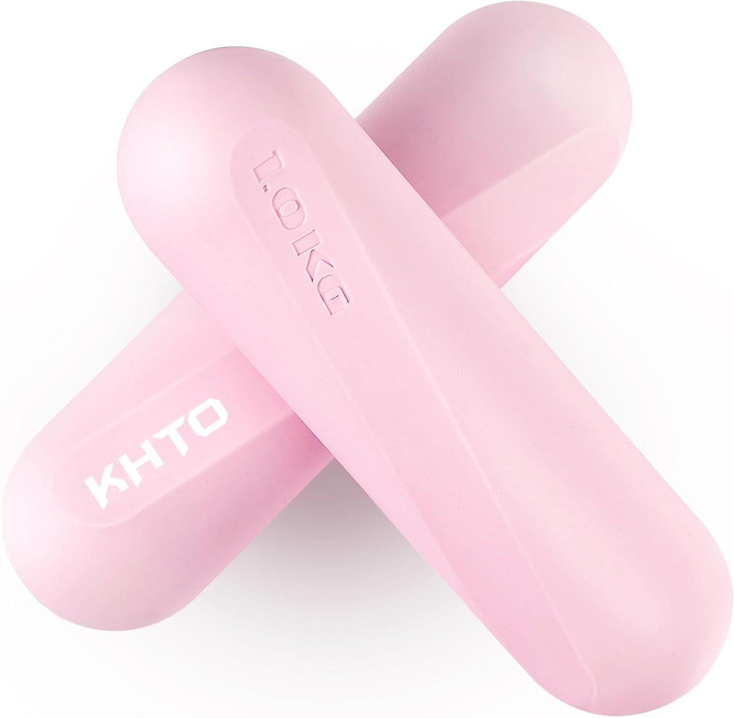KHTO Food Grade Silicone Dumbbell Weight Bars for Women, Pink (2.2 LB | 4.4 LB Pair), Non-Slip Hex Sides Dumbbell Set for Home Gym Workout, Walking, Yoga, Dance, Barre, Pilates