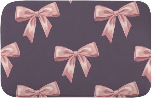 Bath Rug Soft Pastel Pink Satin Bows Small Rugs for Entryway Thin Bath Mat Mats for Bathroom Supportive Water Absorption Slip Proof Vintage Bathroom Essentials New Home Pet Owners Home Decor 18X30in