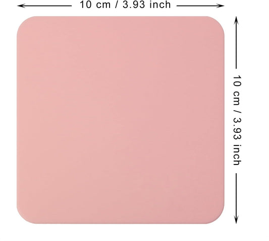 Mini Skater 3pcs Bar Coasters 10x10x0.2CM Square Silicone Coasters for Drinks Beverage Coffee Table Tea Coaster (Pink)
