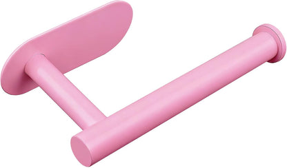 Pink Toilet Paper Holder, Self Adhesive Toilet Paper Roll Holder No Drilling Wall Mount for Bathroom, Toilet
