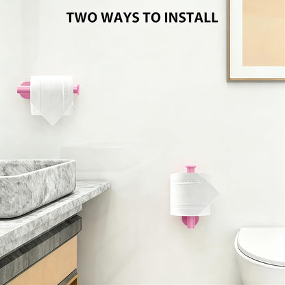 Pink Toilet Paper Holder, Self Adhesive Toilet Paper Roll Holder No Drilling Wall Mount for Bathroom, Toilet