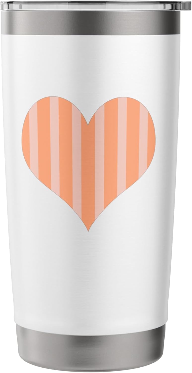 Cute Pastel Coral Peach Striped Pattern Minimalist Stainless Steel Insulated Tumbler
