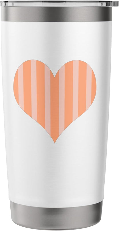 Cute Pastel Coral Peach Striped Pattern Minimalist Stainless Steel Insulated Tumbler