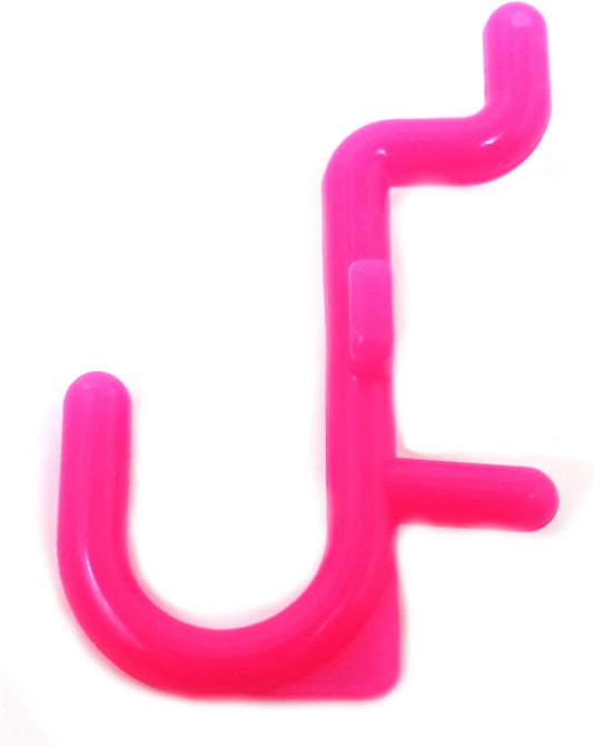 JSP Manufacturing Pegboard Hooks Non-Locking Plastic J Style Hook | Garage Tool Storage Craft Hooks Pegboard Accessories (200, Pink)