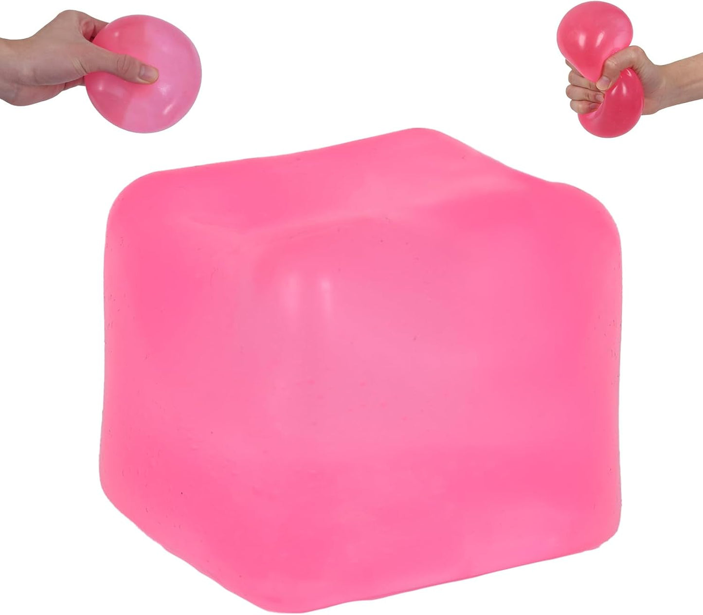 Jumbo 7cm/2.75in Ice Cube Squishy Squeeze Toy – Slow Rising Sensory Fidget Block for Kids Ages 3+ & Adults | Soft BPA-Free Desk Toy for Classroom, Office & Party Favors(Pink)
