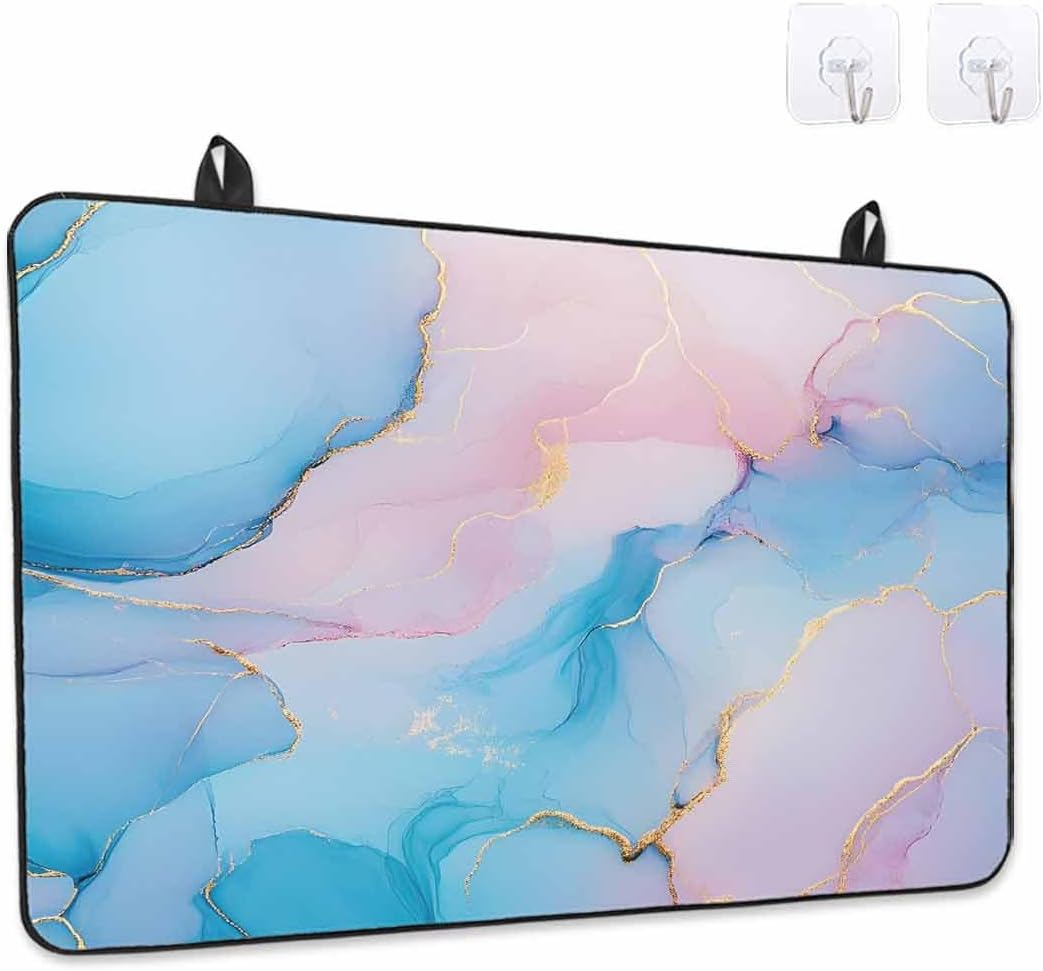 Light Pink Blue Marble Stove Top Cover for Electric Stove Modern Art Abstract Gold Texture Ombre Heat Insulation Stove Mat for Glass Top Flat Cooktop Countertop Protector Dish Drying Mat 28.5"x20.5"