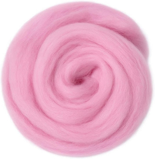 Catopia Wool Roving Yarn, 100G/3.53OZ Soft Felting Wool Pure Chunky Roving Yarn Bulk for Needle Felting Knitting Blanket Spinning Weaving DIY Craft,Rouge Pink