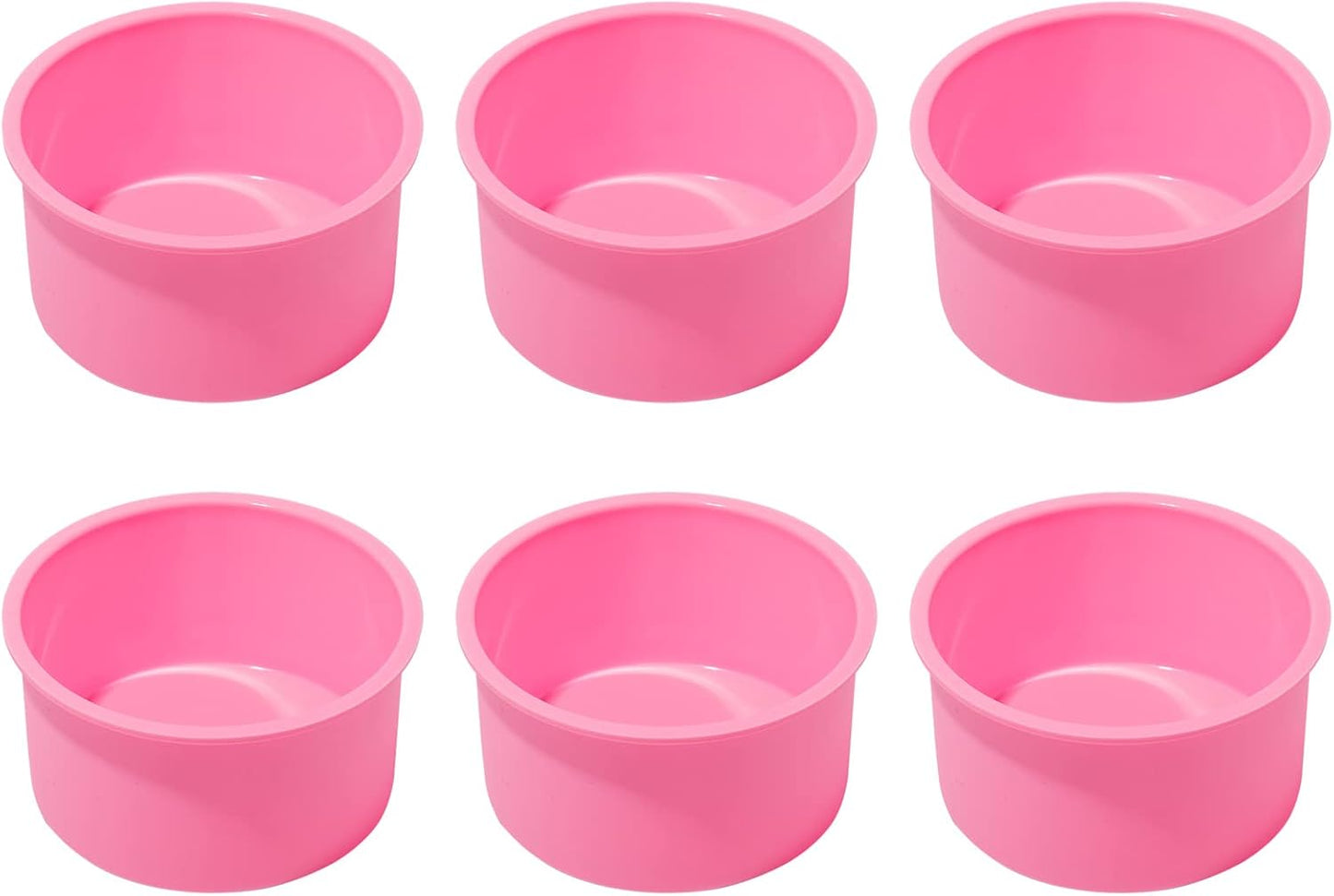 Silicone Mini Round Cake Molds, 4 Inch, Pink, Set of 6