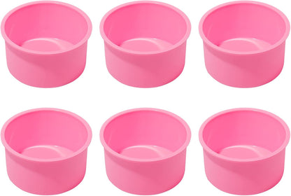 Silicone Mini Round Cake Molds, 4 Inch, Pink, Set of 6