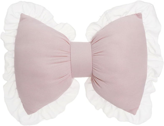 Bow Pillow for Couch, Pink Bow Pillow Throw Pillow Ruffle Lace Bow Pillows Decorative, Cute Bow Shaped Pillows for Sofa Couch Bed Living Room Bedroom Pink