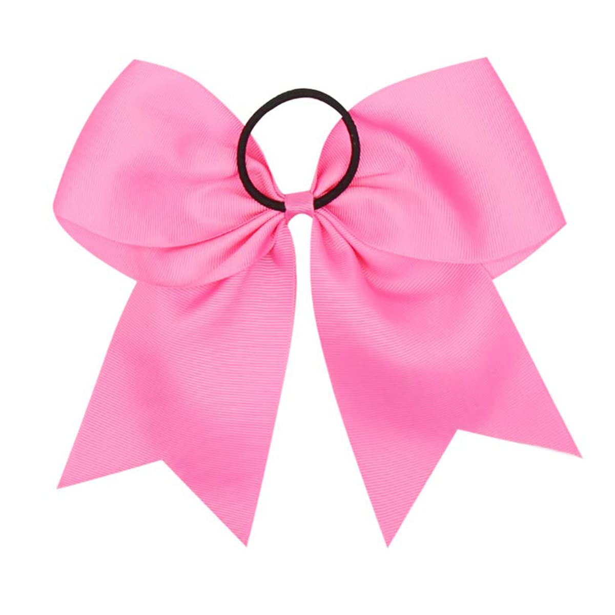 2 PCS 8 Inch Large Pink Cheer Hair Bows Ponytail Holder Elastic Band Handmade for Cheerleaders Teen Girls College Sports