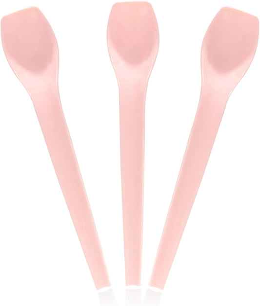 [96 Count]Bellefino Disposable Ice Cream Spoon, Plastic Gelato Spoon for Dessert, Square Front Tip, Pink Spoons [2 Packs, Pink]