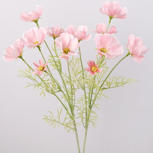 6 Pcs Artificial Fake Flowers Plants Cosmos Silk Flower Arrangements Wedding Bouquets Decorations ， 23.6''/60cm Artificial Silk Daisy Fake Flowers UV Resistant Outdoor Fake Wildflowers (Light pink)