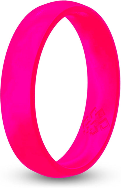 Knot Theory Silicone Rings for Women Rainbow Neon Pink Yellow Orange – Bright Camo Rubber Wedding Band – Gym Workout Pilates Yoga Ring for Her