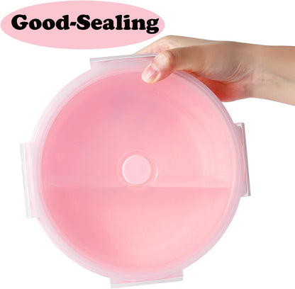 Joyinjojo Collapsible Dog Bowls with Lids, 2 Pack Portable Travel Dog Bowls for Small Medium Large Dogs, Silicone Foldable Outdoor Dog Cat Food Water Bowls for Camping Hiking Road Trip, Pink 12 oz
