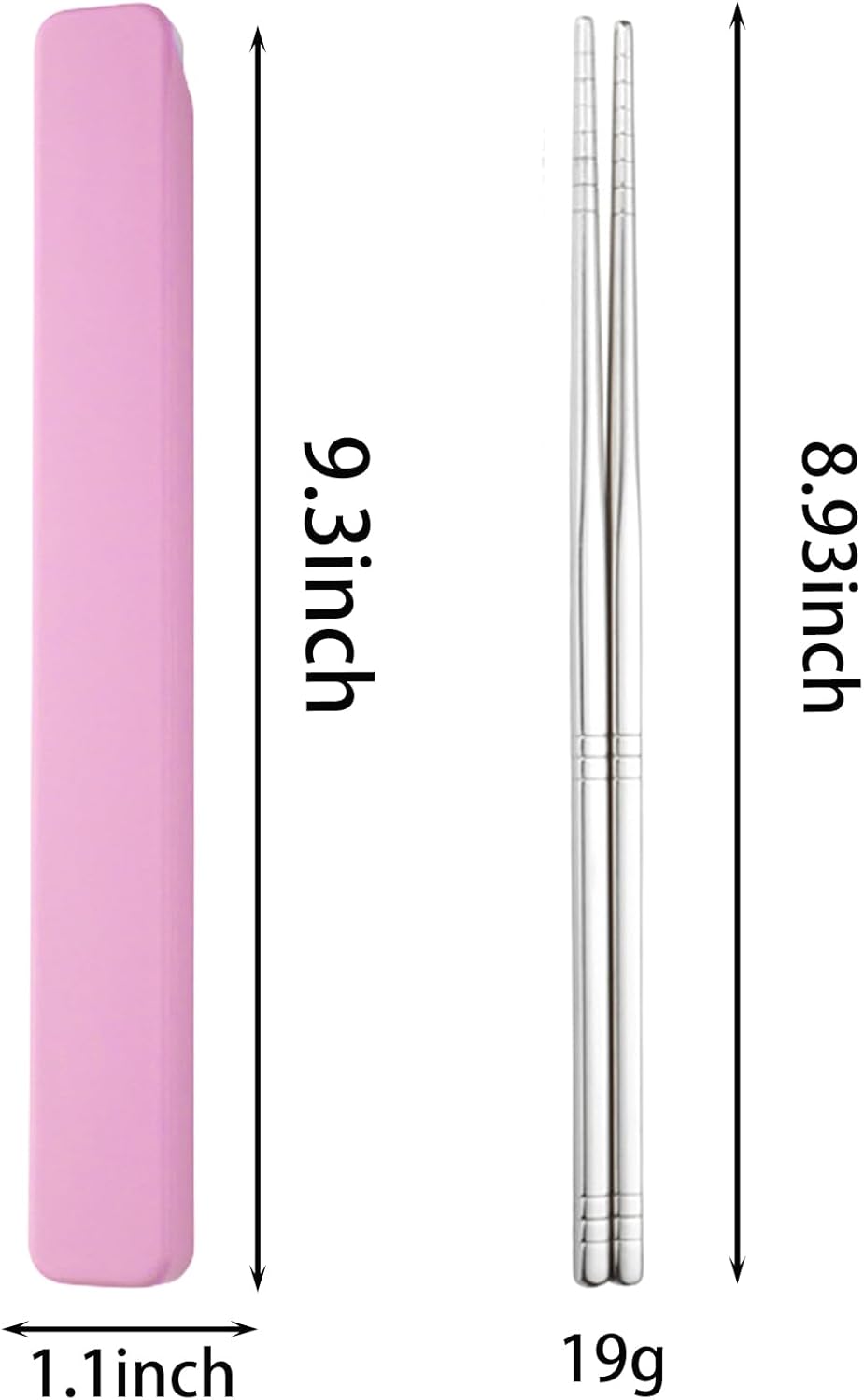 Reusable Stainless Steel Chopsticks with Travel Case, 9 in Dishwasher Safe Chopsticks for Bento, Picnic & Office (Pink )