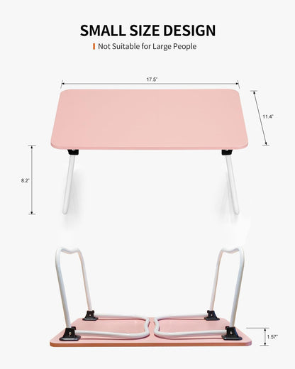 FISYOD Foldable Lap Desk, Laptop Bed Desk, Portable Bed Table, Laptop Stand for Bed & Couch, Lightweight & Mini - Pink