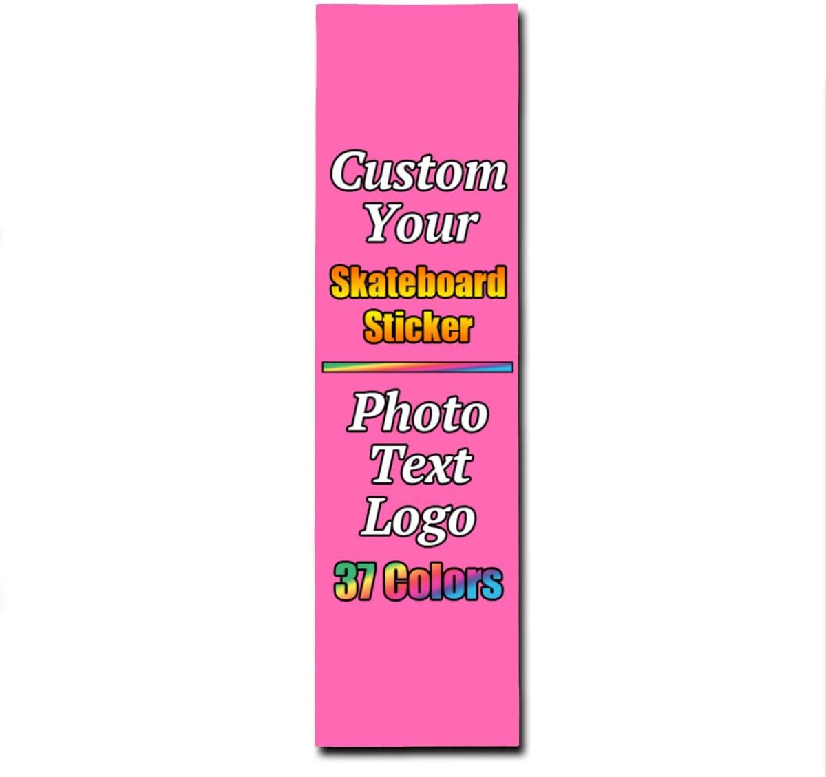 Personalized Skateboard Stickers, Add Picture Logo Text, Custom Fashion Skateboard Sticker for Scooter Longboard, Gifts for Dad Brothers, HotPink, 9"x31"