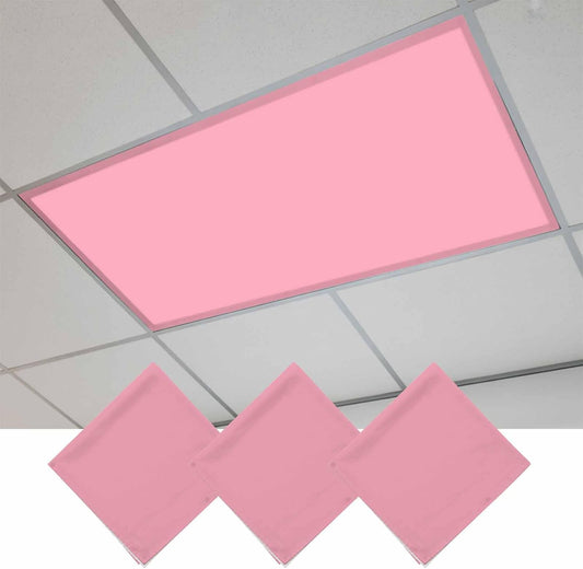 3 Pack Dark Pink Fluorescent Light Covers Solid Color 4 x 2 Feet Light Covers for Ceiling Lights Classroom, Magnetic Light Filters for Office, Hospitals, Home