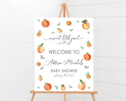 Personalized A Sweet Little Peach Is On The Way Baby Shower Welcome Sign Poster, Custom Peach Theme Party Decor, Baby Shower Board Sign, Peach Girl Baby Shower Decoration