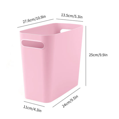 Small Pink Trash Can Wastebasket, Plastic Garbage Can Waste Basket for Narrow Spaces Bathrooms Laundry Room Kitchens Offices Kids Rooms, 1.8 Gallon (Pink)