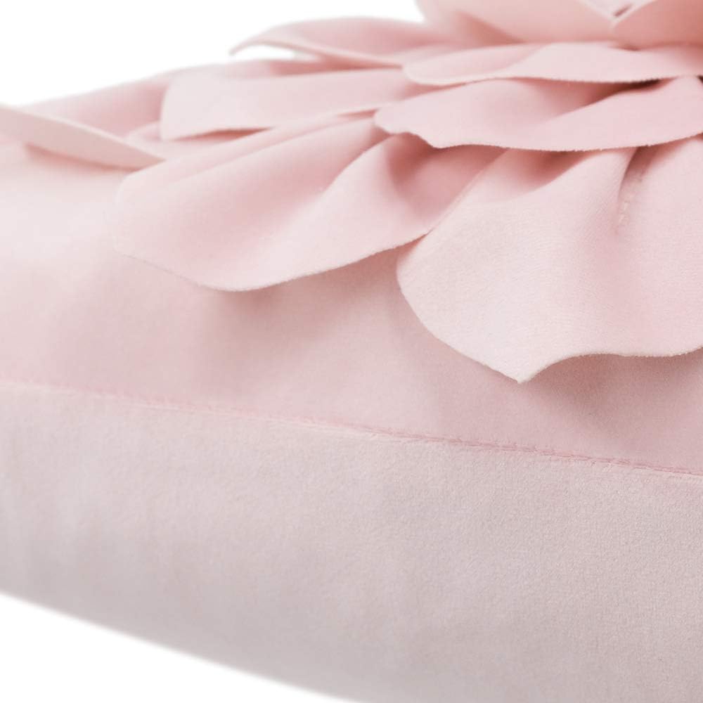 OiseauVoler Decorative 3D Flower Throw Pillow Covers Handmade Pillowcases for Sofa Bed Home Room Decor 18 x 18 Inch Light Pink