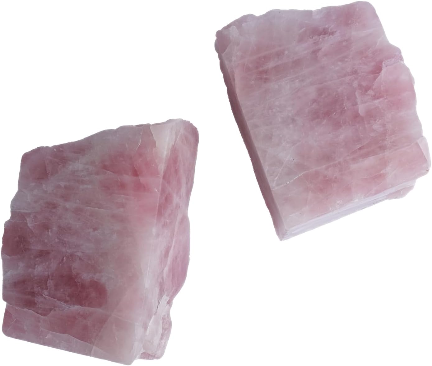 Rose Quartz Bookends - Decorative Stone Book Ends for Office Home Decor, Pink Crystal Book Lover Gift (1 Pair, 2-3 Lbs with Non-Slip Bumpers)