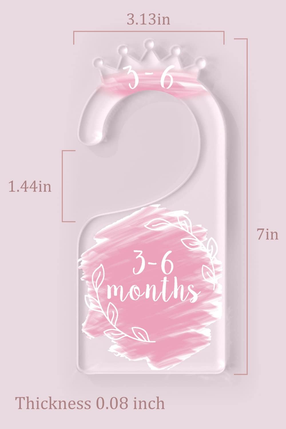OneDream Baby Closet dividers Hanger separators - Set of 7 Baby Clothes dividers for Closet from Newborn to 24 Months, Acrylic Infant Clothes Divider (Pink)