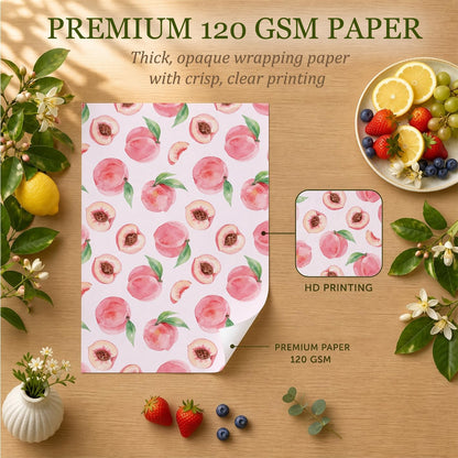 Pink Peach Wrapping Paper, 19.6 x 27.5 in, 2 Sheets