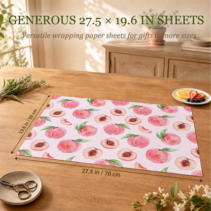 Pink Peach Wrapping Paper, 19.6 x 27.5 in, 2 Sheets