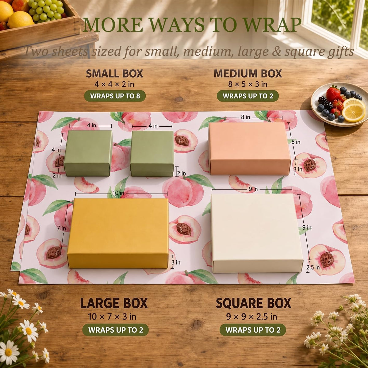 Pink Peach Wrapping Paper, 19.6 x 27.5 in, 2 Sheets